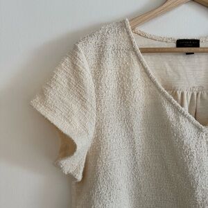 Anthropologie Current Air - Cream Textured Bouclé Top - Size Large